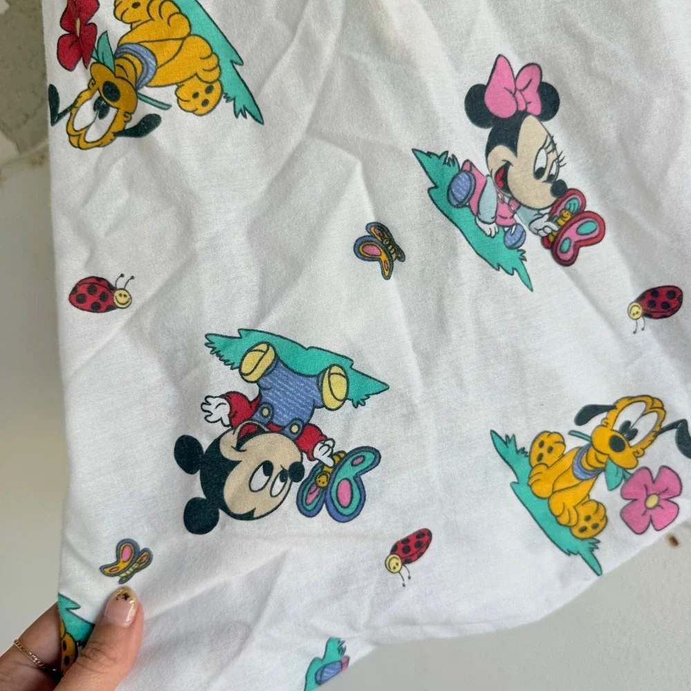 Vtg Disney Babies Crib Sheet Mickey Minnie Pluto Fitted Bedding Made in USA